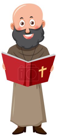 Illustration for A priest cartoon character illustration - Royalty Free Image