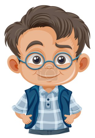 Illustration for Cute nerdy boy cartoon character illustration - Royalty Free Image