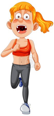 Illustration for Exhausted Runner Girl Cartoon Character illustration - Royalty Free Image