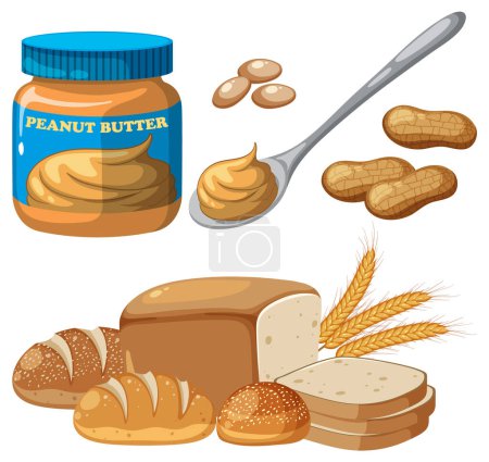 Ilustración de Pan y mantequilla de maní ilustración - Imagen libre de derechos