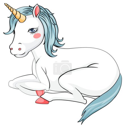 Ilustración de Lindo unicornio con ilustración de melena púrpura - Imagen libre de derechos