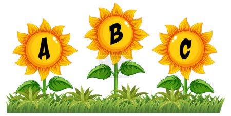 Illustration for English alphabet with sunflower theme illustration - Royalty Free Image
