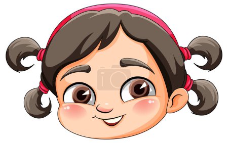 Illustration for Cute girl cartoon head illustration - Royalty Free Image