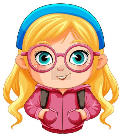 Illustration for Cute nerdy girl cartoon character illustration - Royalty Free Image