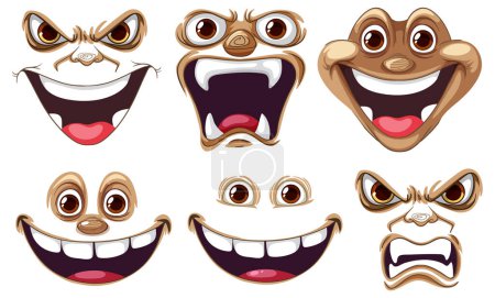 Illustration for Set of faces with diffrent expression illustration - Royalty Free Image
