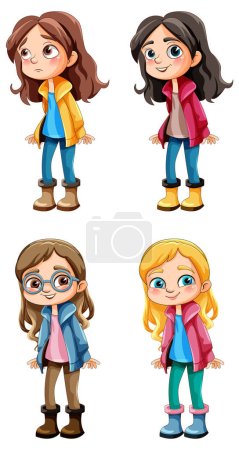 Illustration for Cute girl cartoon character illustration - Royalty Free Image