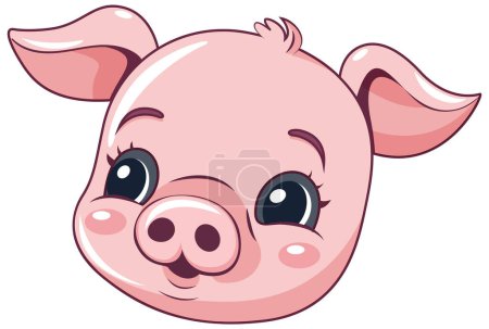 Illustration for Adorable Piggy Face in Cartoon Character Style illustration - Royalty Free Image
