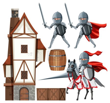 Illustration for Set of medieval object illustration - Royalty Free Image
