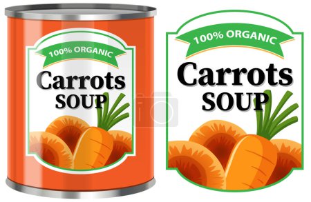 Illustration for Carrot Soup in Food Can with Label Isolated illustration - Royalty Free Image