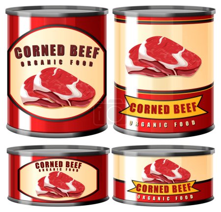 Illustration for Corned Beef in Tin Can Collection illustration - Royalty Free Image