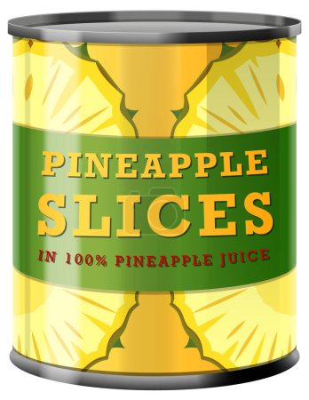 Illustration for Pineapple Slices in Food Can illustration - Royalty Free Image