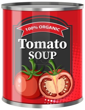 Illustration for Tomato Soup in Food Can Vector illustration - Royalty Free Image
