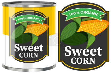 Illustration for Sweet Corn in Food Can with Label Isolated illustration - Royalty Free Image