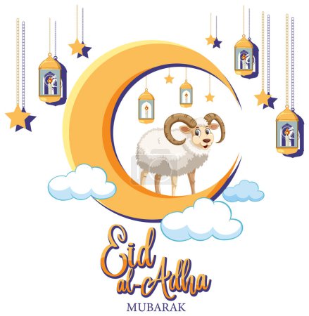 Téléchargez les illustrations : Bannière Eid al-Adha Moubarak Illustration du design - en licence libre de droit