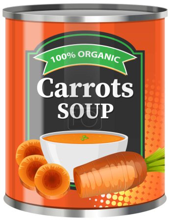 Illustration for Carrot Soup in Food Can illustration - Royalty Free Image