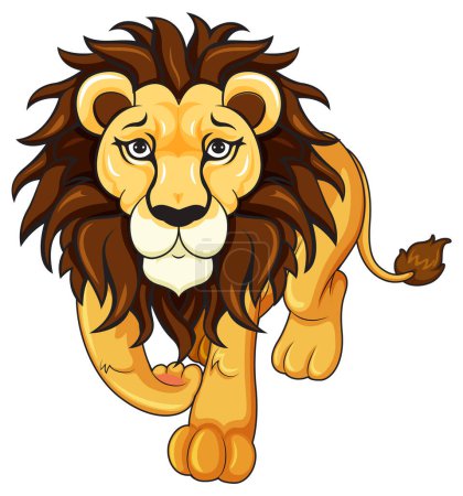 Illustration for A lion walking forward on white background illustration - Royalty Free Image