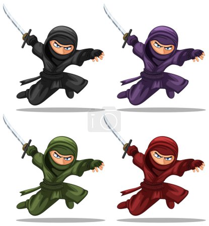 Ilustración de Asiático ninja dibujos animados carácter ilustración - Imagen libre de derechos