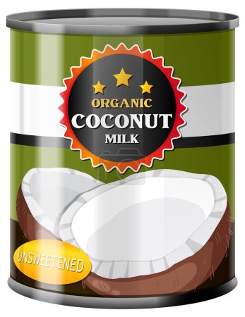 Illustration for Coconut Milk in Food Can Vector illustration - Royalty Free Image