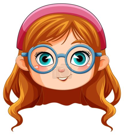 Illustration for Cute nerdy girl cartoon character illustration - Royalty Free Image