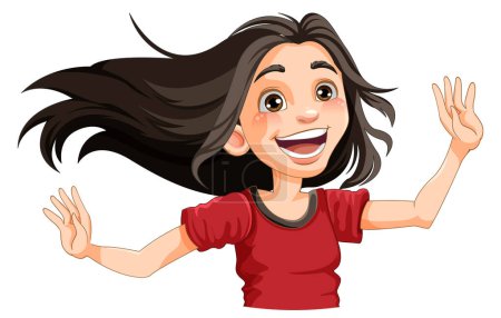Illustration for Cheerful Woman with Hair Spread illustration - Royalty Free Image