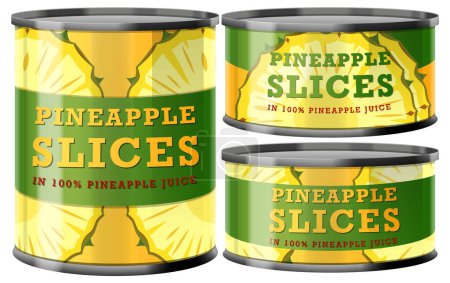 Illustration for Pineapple Slices in Food Can Collection illustration - Royalty Free Image