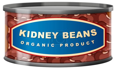 Ilustración de Frijoles de Idney en lata de comida con ilustración aislada de etiquetas - Imagen libre de derechos