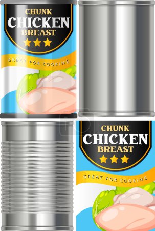 Illustration for Chunk chicken breast canned illustration - Royalty Free Image