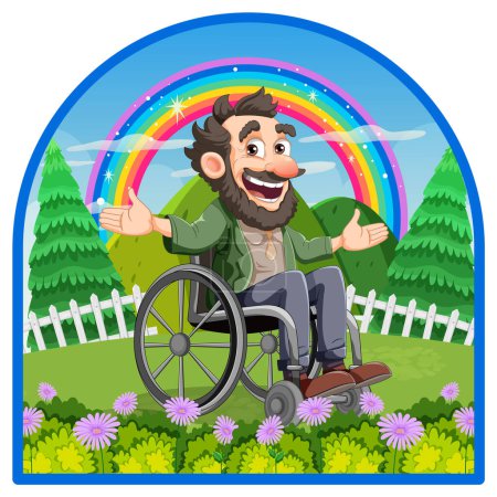 Téléchargez les illustrations : Personne handicapée en fauteuil roulant à l'illustration du parc - en licence libre de droit