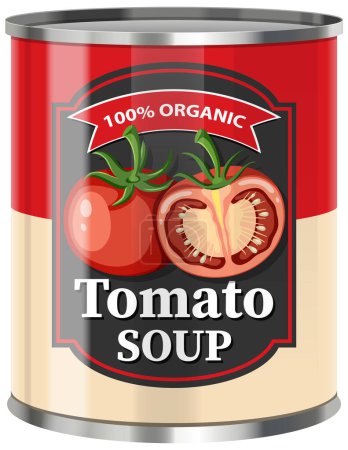 Téléchargez les illustrations : Soupe de tomate dans les aliments peut vecteur illustration - en licence libre de droit