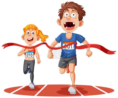 Illustration for Runner at finish line isolated illustration - Royalty Free Image