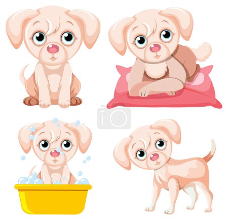 Illustration for Set of cute puppy in different pose illustration - Royalty Free Image