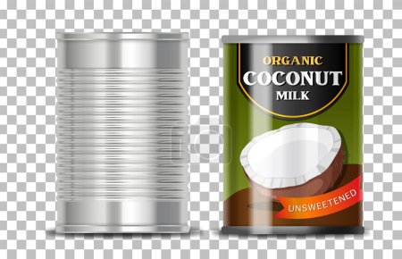 Illustration for Organic coconut milk on grid background illustration - Royalty Free Image