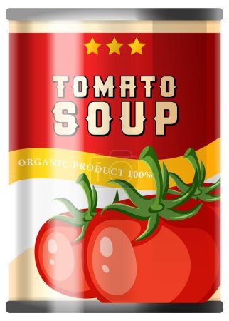 Illustration for Tomato soup canned food illustration - Royalty Free Image