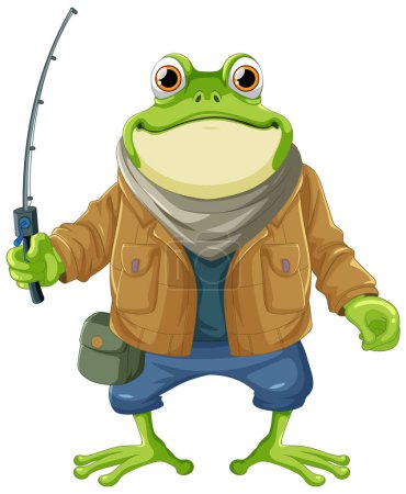 Illustration for Frog holding fishing rod illustration - Royalty Free Image