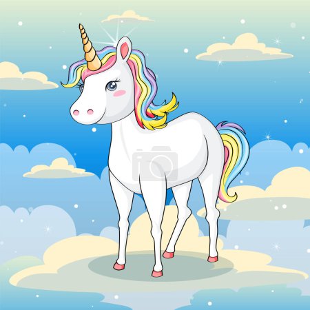 Illustration for Unicorn on the cloud in the sky illustration - Royalty Free Image