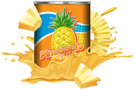Illustration for Canned Sliced Pineapple with Juice Splash illustration - Royalty Free Image