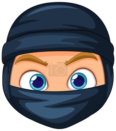 Téléchargez les illustrations : Ninja tête dessin animé isolé illustration - en licence libre de droit