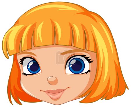 Illustration for Cute girl face smilling isolated illustration - Royalty Free Image