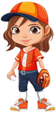Sport girl cartoon character baseball illustration