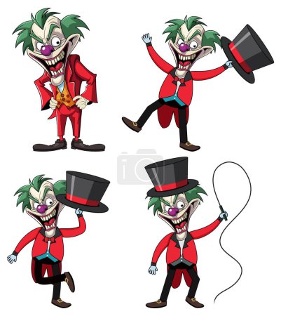 Illustration for Creepy clown perform magic illustration - Royalty Free Image