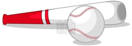 Ilustración de Bate y pelota de béisbol sobre fondo blanco ilustración - Imagen libre de derechos