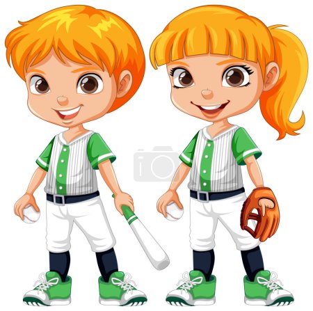 Téléchargez les illustrations : Illustration joueur de baseball couleur cheveux orange - en licence libre de droit