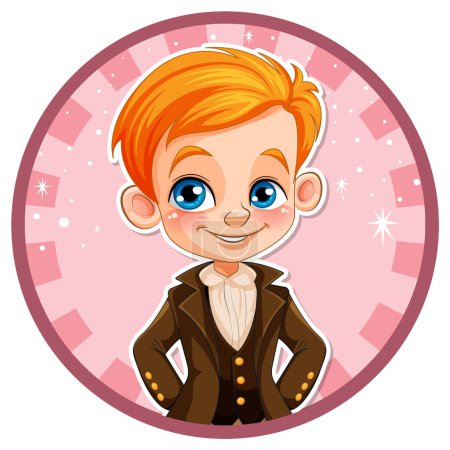 Illustration for Cute boy student in school uniform profile logo illustration - Royalty Free Image