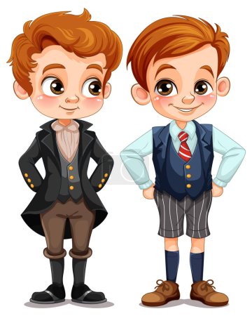 Illustration for Cute European boy cartoon character illustration - Royalty Free Image