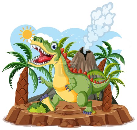 Illustration for Dinosaur at prehistoric island isolated illustration - Royalty Free Image