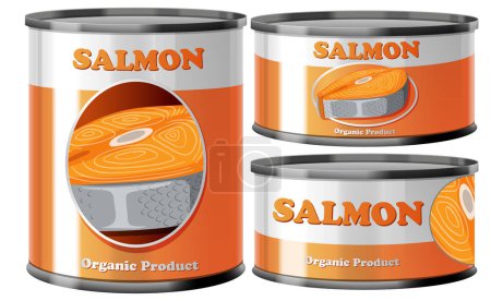 Téléchargez les illustrations : Illustration de la collection Poisson de saumon en conserve - en licence libre de droit
