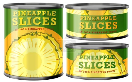 Illustration for Pineapple Slices in Food Can Collection illustration - Royalty Free Image