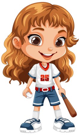 Illustration for Cute Girl in Baseball Outfit Vector illustration - Royalty Free Image