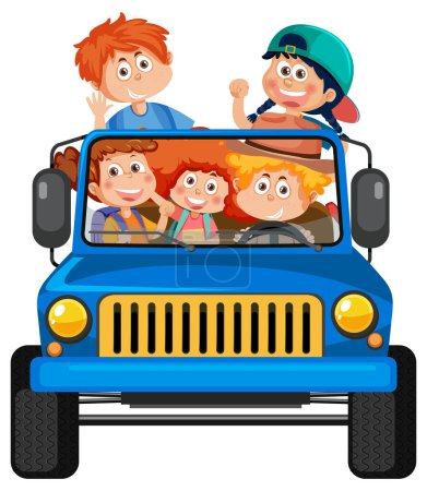 Illustration for Group of family and friends travelling illustration - Royalty Free Image