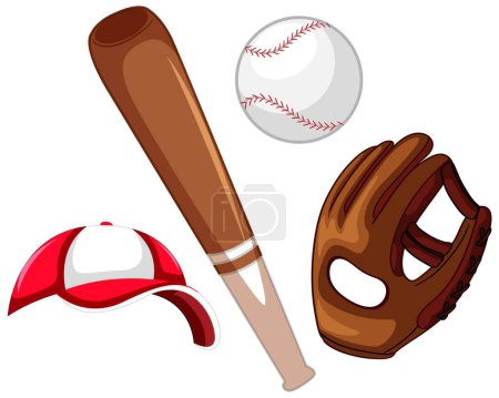Illustration for Baseball Sport Equipment Set illustration - Royalty Free Image